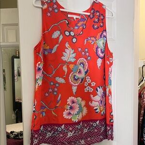 Anthropologie Red Floral Tank Top